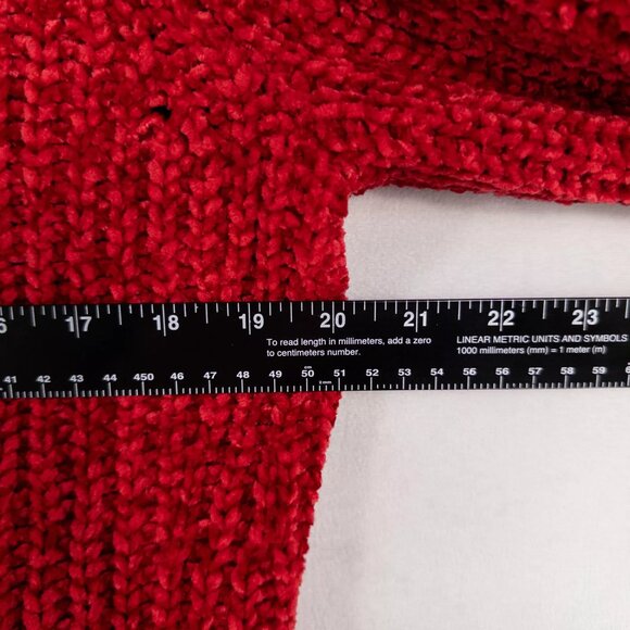 Talbots Sweater Womens Medium Red Chenille Pullover Chunky Knit Soft Cozy Casual - Picture 5 of 8